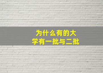 为什么有的大学有一批与二批