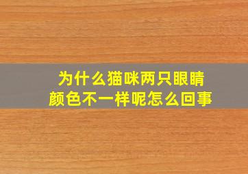 为什么猫咪两只眼睛颜色不一样呢怎么回事