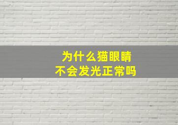 为什么猫眼睛不会发光正常吗