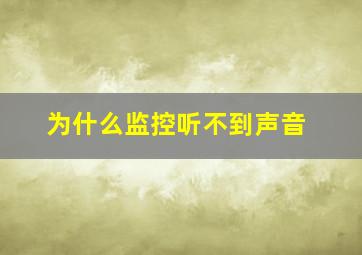 为什么监控听不到声音