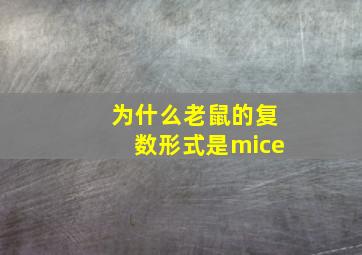 为什么老鼠的复数形式是mice