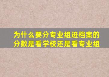 为什么要分专业组进档案的分数是看学校还是看专业组