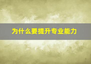 为什么要提升专业能力