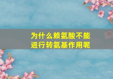 为什么赖氨酸不能进行转氨基作用呢