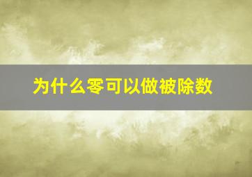 为什么零可以做被除数