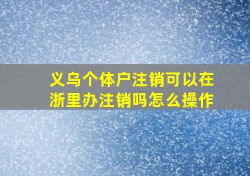 义乌个体户注销可以在浙里办注销吗怎么操作