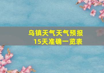 乌镇天气天气预报15天准确一览表