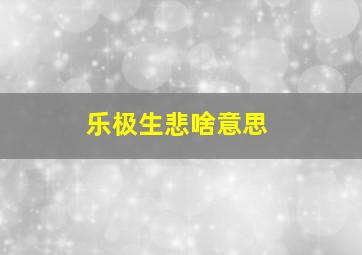 乐极生悲啥意思