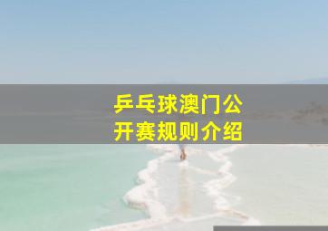 乒乓球澳门公开赛规则介绍