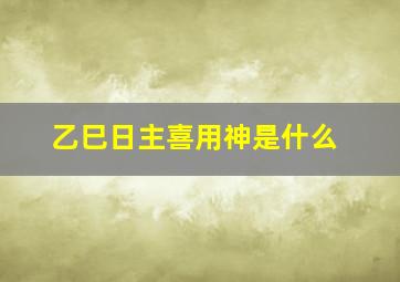 乙巳日主喜用神是什么