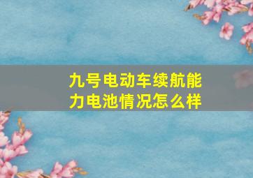 九号电动车续航能力电池情况怎么样