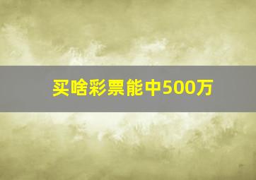 买啥彩票能中500万