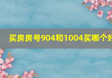 买房房号904和1004买哪个好