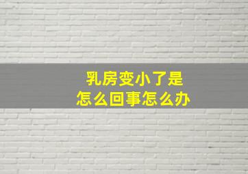 乳房变小了是怎么回事怎么办