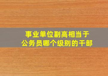 事业单位副高相当于公务员哪个级别的干部