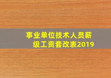 事业单位技术人员薪级工资套改表2019