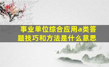 事业单位综合应用a类答题技巧和方法是什么意思