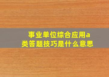 事业单位综合应用a类答题技巧是什么意思