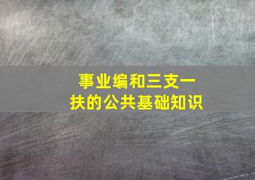 事业编和三支一扶的公共基础知识