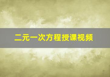 二元一次方程授课视频