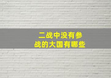 二战中没有参战的大国有哪些