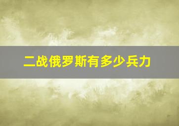 二战俄罗斯有多少兵力