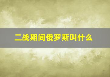 二战期间俄罗斯叫什么