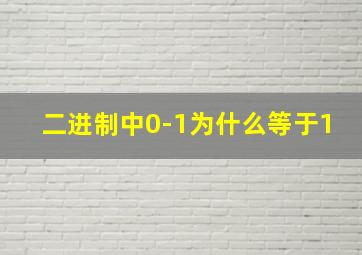 二进制中0-1为什么等于1