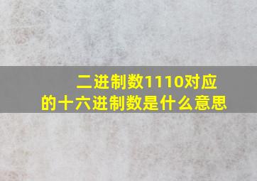 二进制数1110对应的十六进制数是什么意思