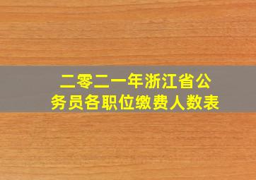 二零二一年浙江省公务员各职位缴费人数表