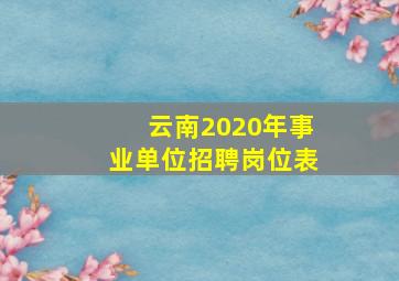 云南2020年事业单位招聘岗位表