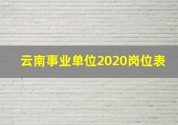 云南事业单位2020岗位表