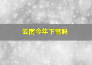 云南今年下雪吗