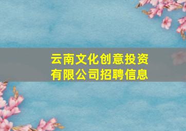 云南文化创意投资有限公司招聘信息