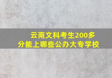 云南文科考生200多分能上哪些公办大专学校