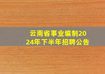 云南省事业编制2024年下半年招聘公告