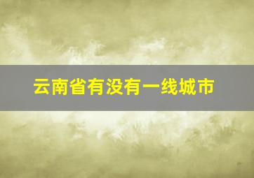 云南省有没有一线城市