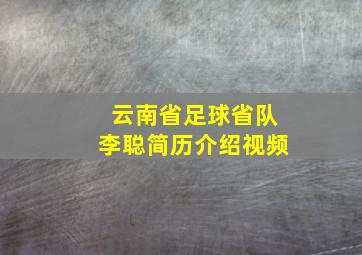 云南省足球省队李聪简历介绍视频