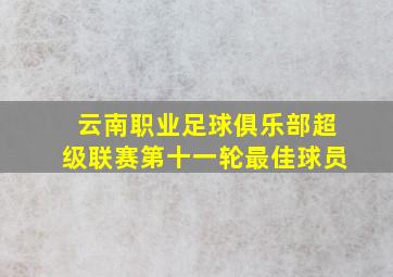 云南职业足球俱乐部超级联赛第十一轮最佳球员