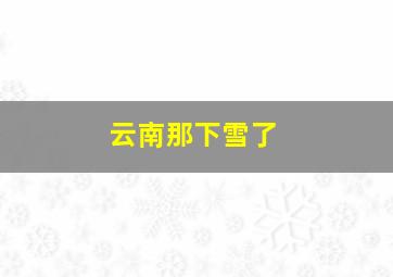 云南那下雪了