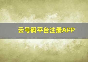 云号码平台注册APP