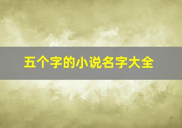 五个字的小说名字大全