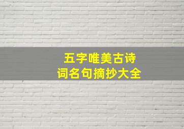 五字唯美古诗词名句摘抄大全