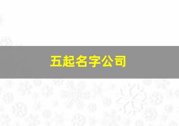 五起名字公司