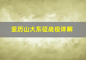 亚历山大东征战役详解