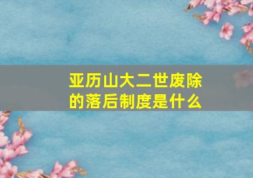 亚历山大二世废除的落后制度是什么