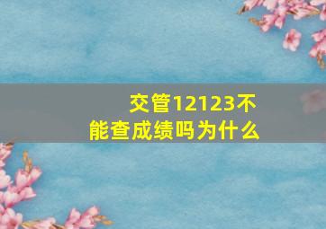 交管12123不能查成绩吗为什么