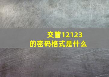 交管12123的密码格式是什么