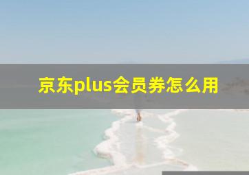 京东plus会员券怎么用