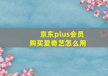 京东plus会员购买爱奇艺怎么用